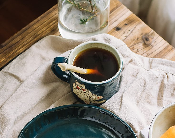 哈皮貓咪咖啡杯 + 匙