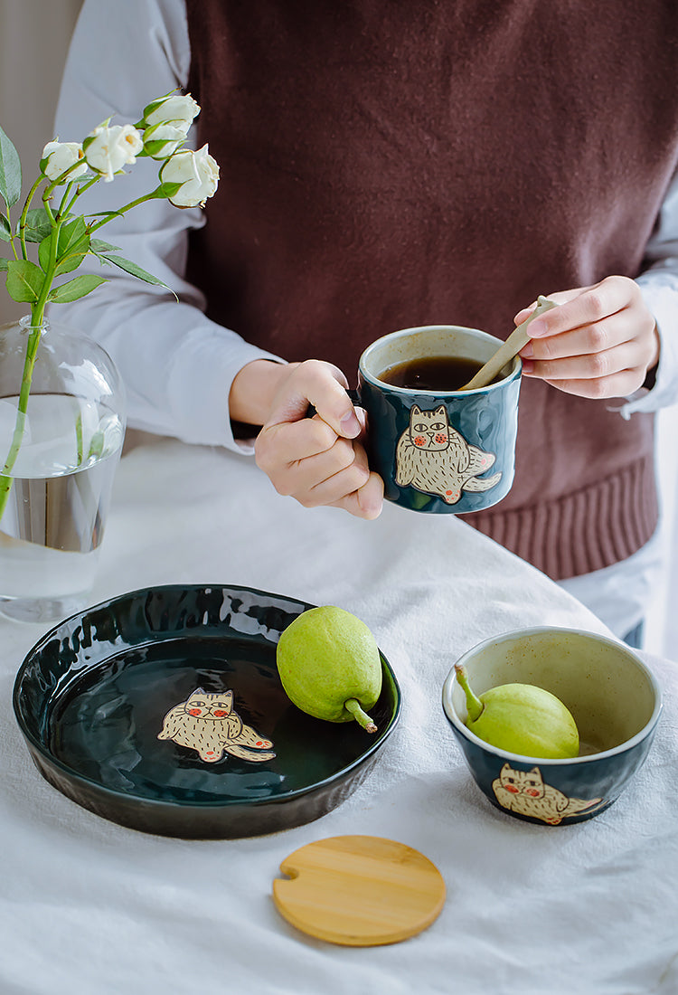 哈皮貓咪咖啡杯 + 匙