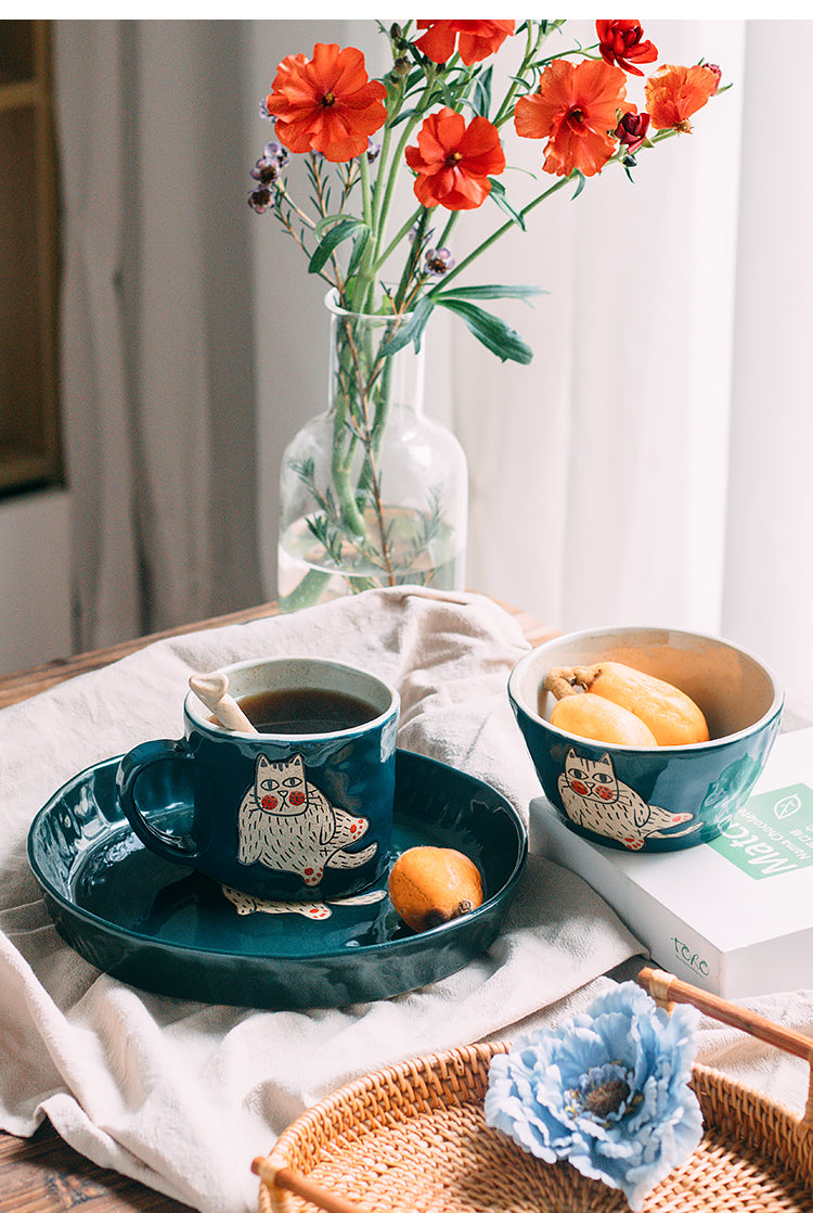 哈皮貓咪咖啡杯 + 匙