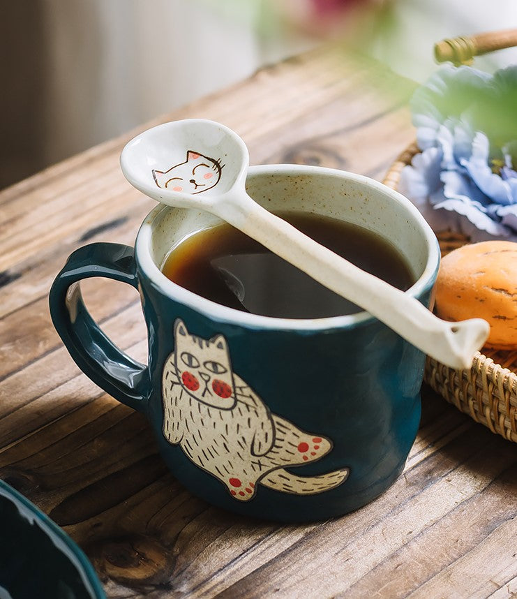 哈皮貓咪咖啡杯 + 匙
